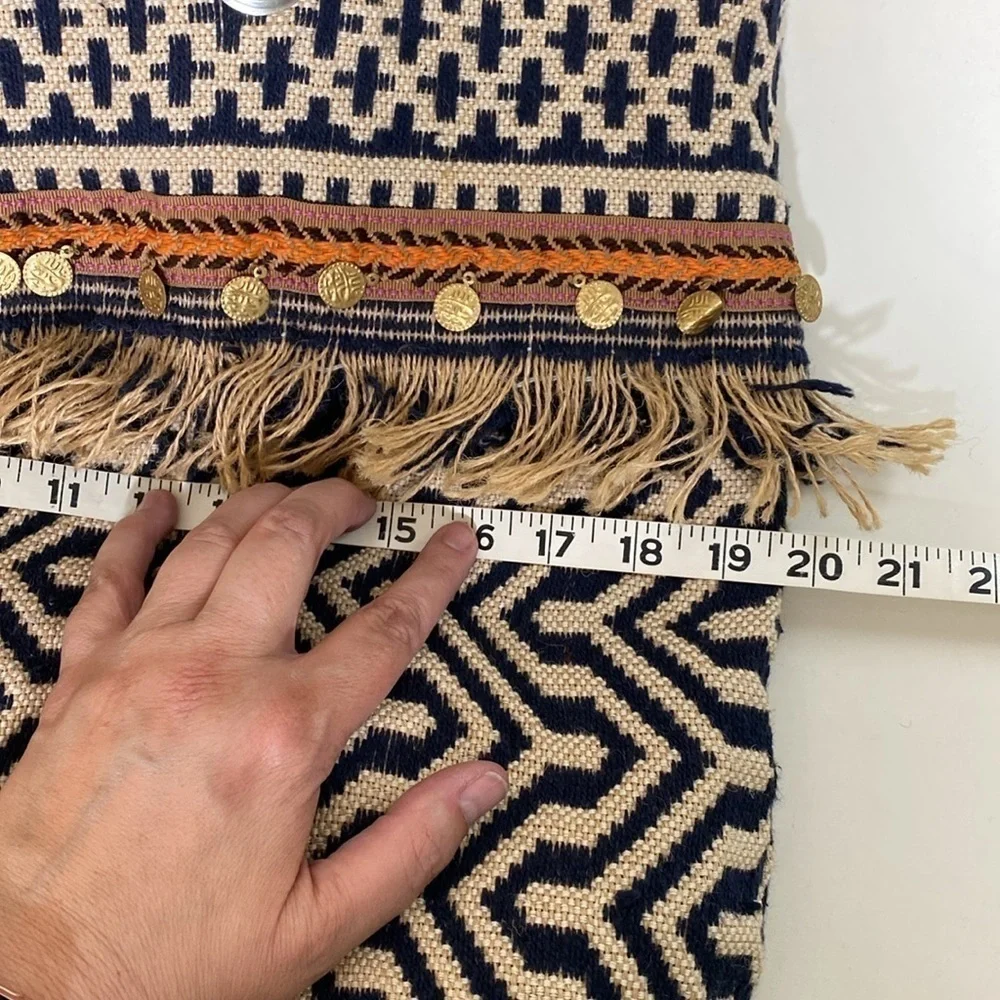 C&C California Geometric‎ Fringe Jute Tote Beach Bag